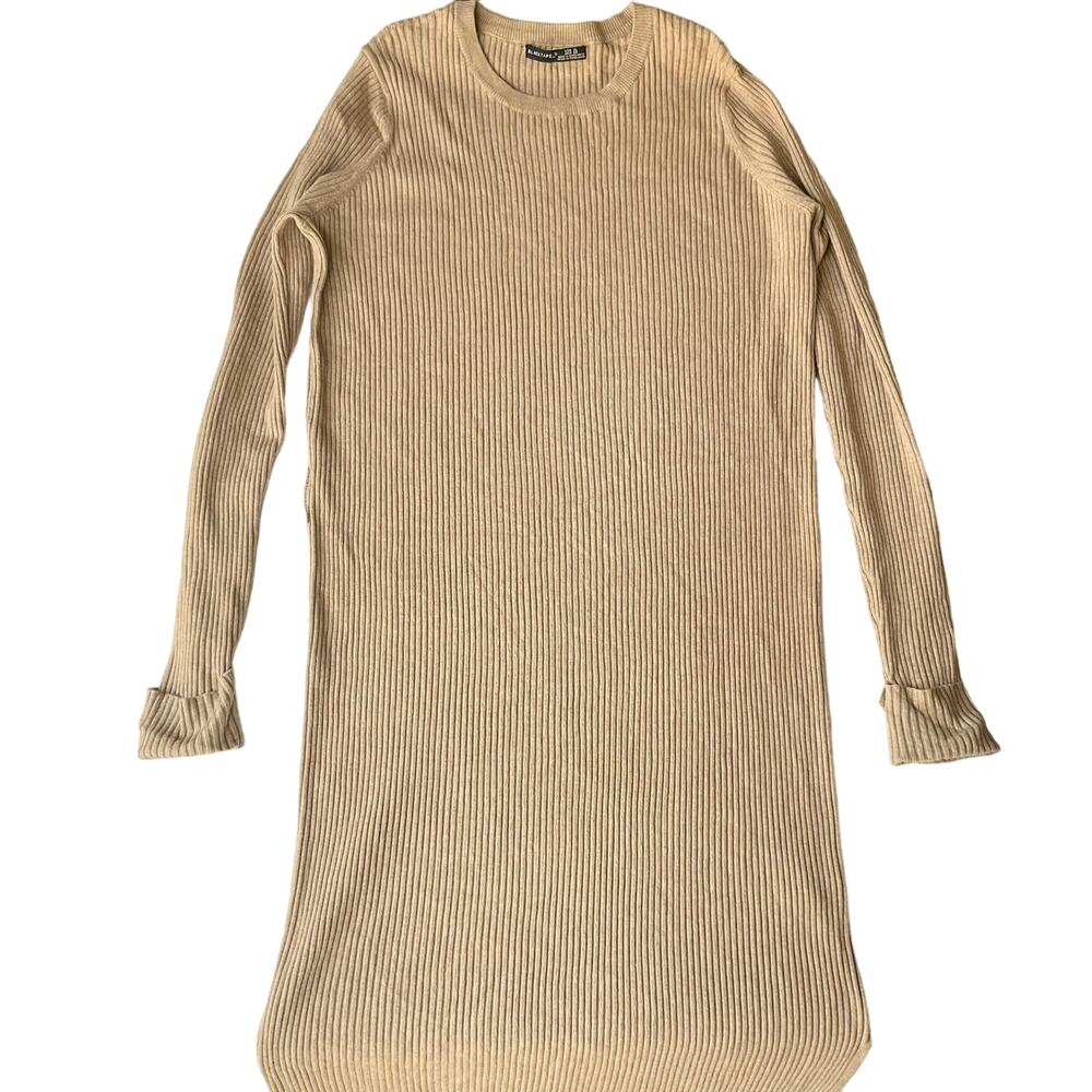 Black Tape_ Women’s Long Sleeve Stretchy Body Con Midi Dress size XL,Solid Beige